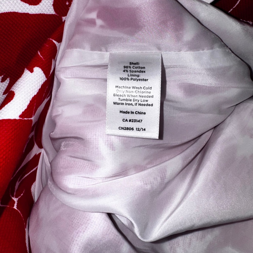 Talbots Women's Size 14W Red White Hibiscus Floral A-Line Skirt Knee Length - Picture 10 of 10